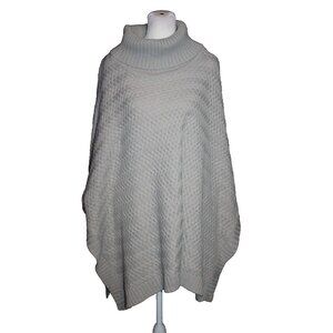Lole Women's Knitwear Poncho Gray One Size Cable Knit Turtleneck Side Split